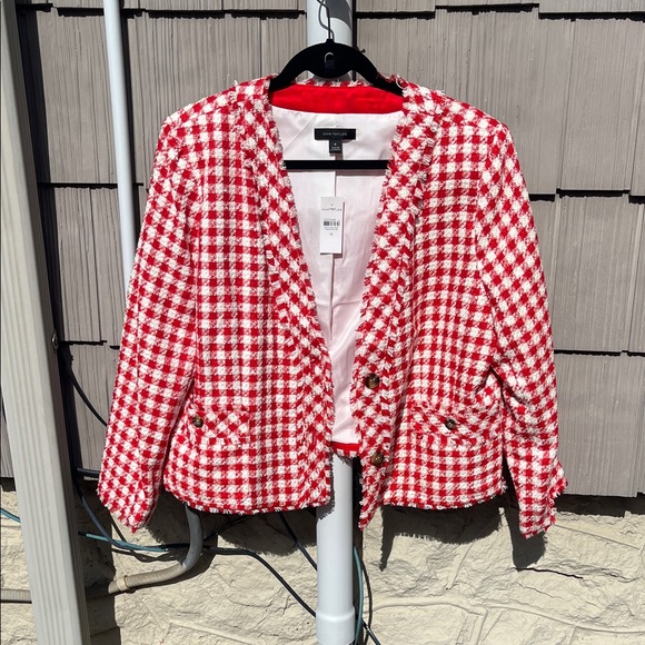 Ann Taylor Red and White Checkered Blazer - Picture 1 of 6